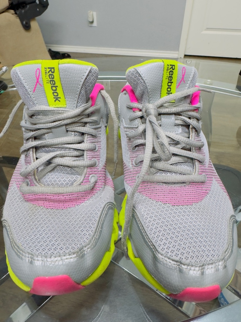 Reebok Gray Pink Neon Yellow Women's Athletic Sneakers